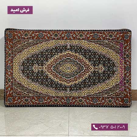 یک جفت پشتی ابری 60 در 100 طرح ریز ماهی سلطان سرمه ای 700 شانه قالی کشمیر