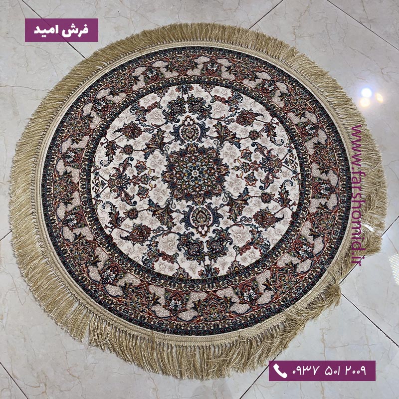 فرش ماشینی دایره برجسته 1000 شانه 8 رنگ کیهان کرم فرش محتشم