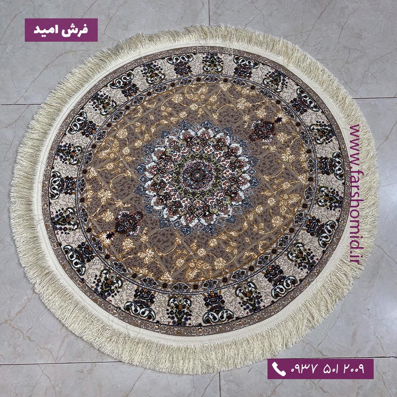 فرش ماشینی دایره برجسته 700 شانه 8 رنگ 1020 نقره ای فرش ابریشم