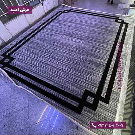 فرش بزرگ پارچه 20 متری وینتیج 1200 شانه طوسی مشکی فرش برنتین