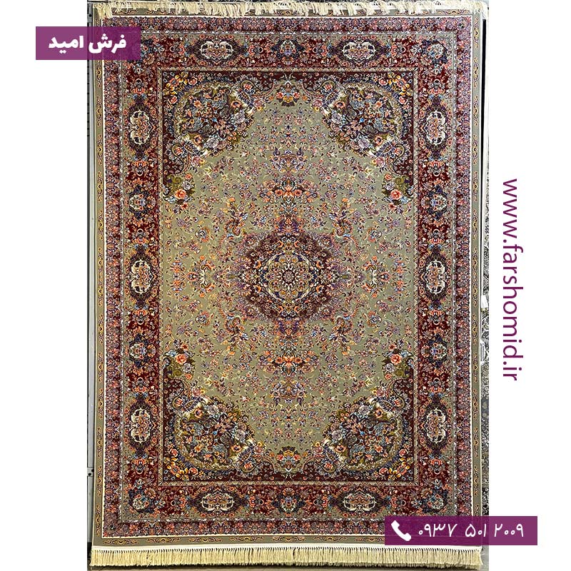 فرش ماشینی 1200 شانه 8 رنگ خطیبی الماسی قالی کشمیر