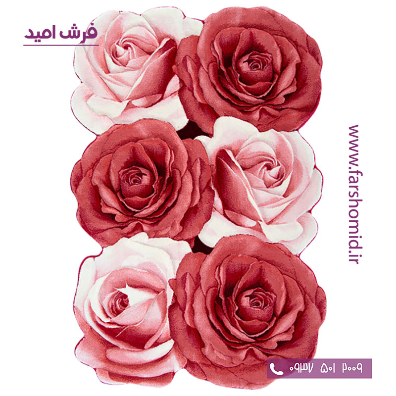 فرش مدرن مستطیل 1 در 1.5 رز مینیاتوری قرمز زرباف