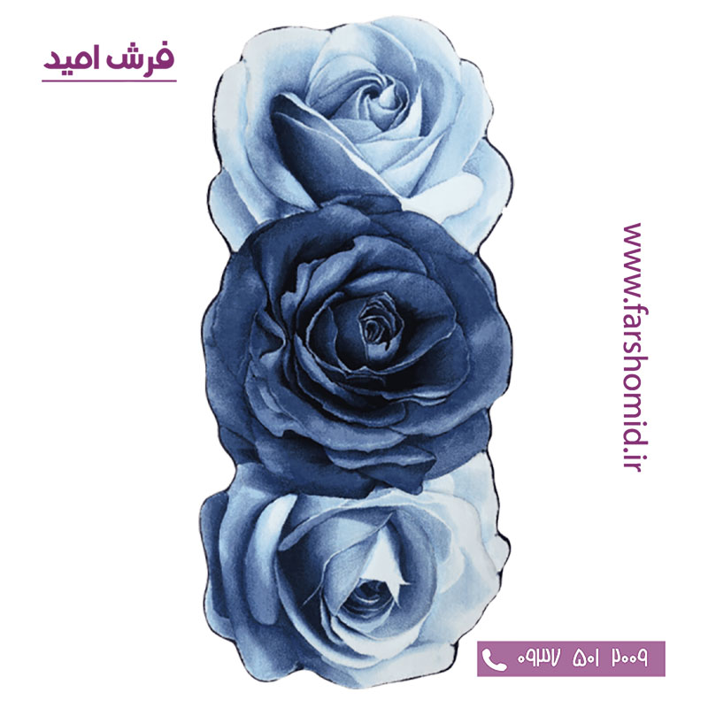 فرش مدرن راهرویی 75 در 160 رز مینیاتوری آبی زرباف