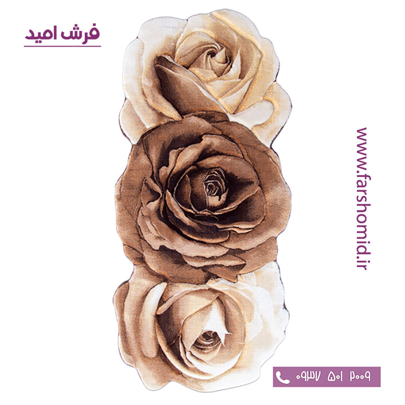 فرش مدرن راهرویی 75 در 160 رز مینیاتوری قهوه ای شکلاتی زرباف