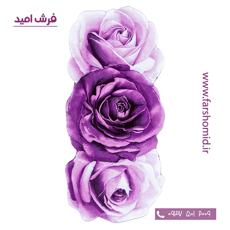 فرش مدرن راهرویی 75 در 160 رز مینیاتوری یاسی بنفش زرباف