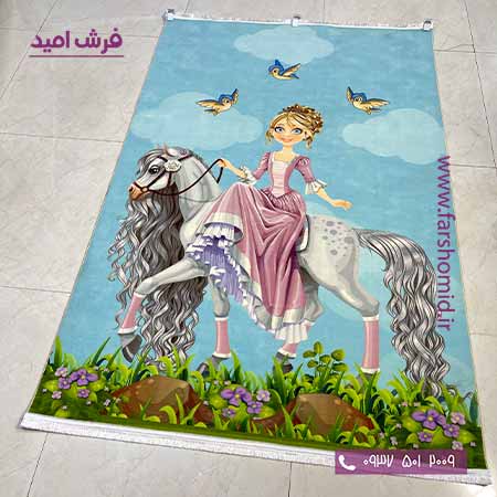 فرش کودک طرح پرنسس اسب سوار کد 101238 کودک و نوجوان کلاریس محتشم