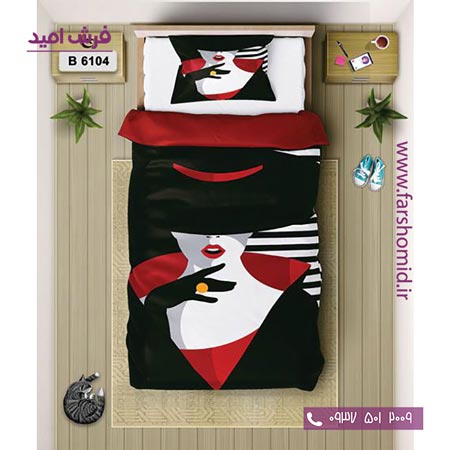 ست روتختی اسپرت 6 تکه اولدوز طرح زن سیاه پوش کد B 6104