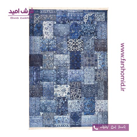 700 شانه طرح چهل تکه 100501 آبی طوسی کلاریس محتشم