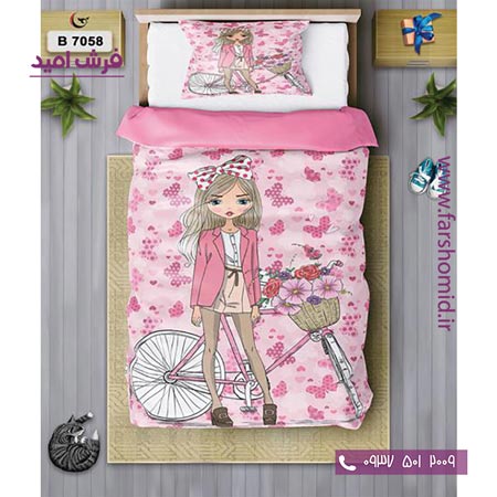 ست روتختی کودک و نوجوان 6 تکه اولدوز دختر دوچرخه سوارکد B 7058