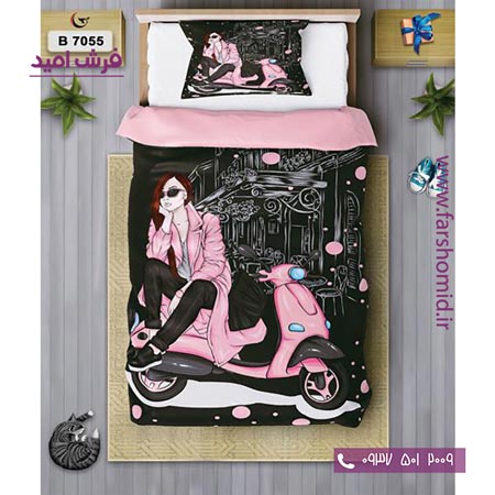 ست روتختی کودک و نوجوان 6 تکه اولدوز دختر موتور سوار کد B 7055