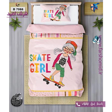 ست روتختی کودک و نوجوان 6 تکه اولدوز دختر اسکیت سوار کد B 7066