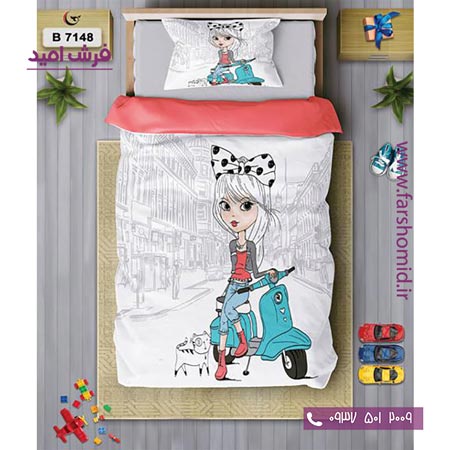 ست روتختی کودک و نوجوان 6 تکه اولدوز دختر موتور سوار کد B 7148