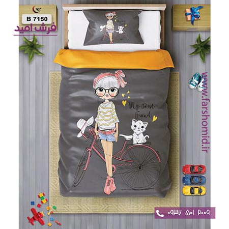ست روتختی کودک و نوجوان 6 تکه اولدوز دختر دوچرخه سوار کد B 7150