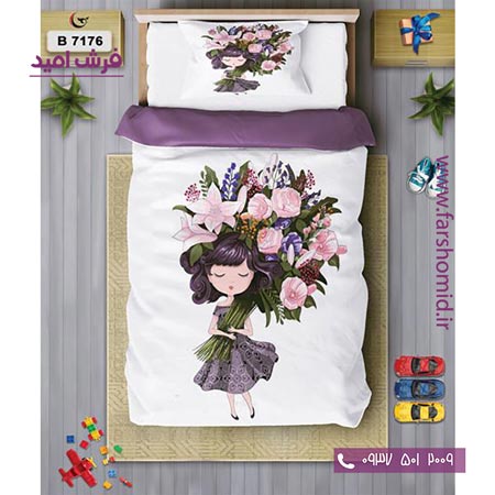 ست روتختی کودک و نوجوان 6 تکه اولدوز دختر و گل کد B 7176