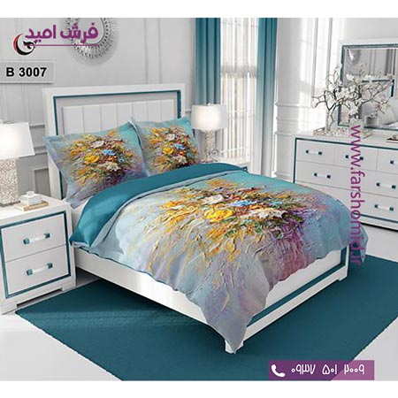 ست روتختی طرح گل 6 تکه اولدوز گل رنگ روغن کد B 3007