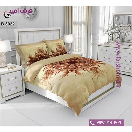 ست روتختی طرح گل 6 تکه اولدوز گل قهوه ای کد B 3022