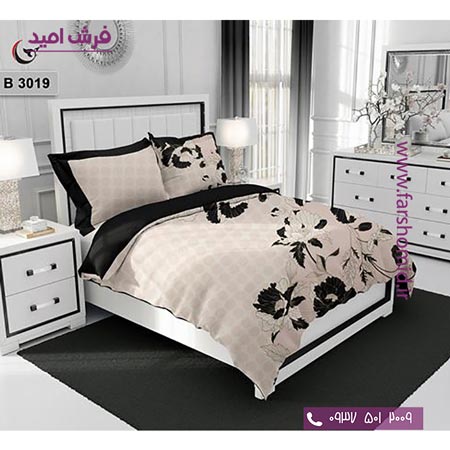 ست روتختی طرح گل 6 تکه اولدوز گل مشکی کد B 3019