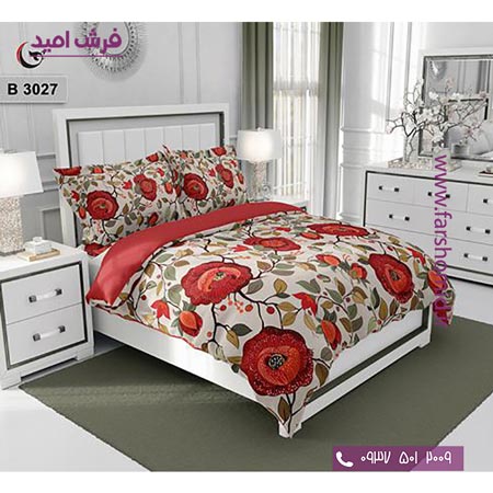 ست روتختی طرح گل 6 تکه اولدوز گل قرمز کد B 3027