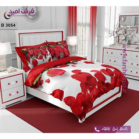 ست روتختی طرح گل 6 تکه اولدوز رز قرمز کد B 3054