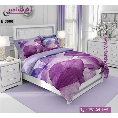 ست روتختی طرح گل 6 تکه اولدوز گل بنفش کد B 3066