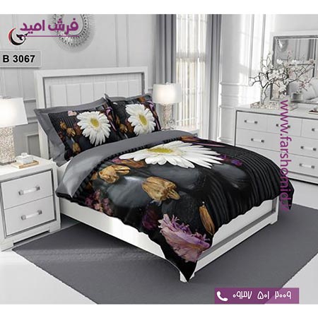 ست روتختی طرح گل 6 تکه اولدوز گل سفید کد B 3067