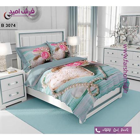 ست روتختی طرح گل 6 تکه اولدوز گل صورتی و مروارید کد B 3074