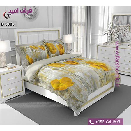 ست روتختی طرح گل 6 تکه اولدوز گل زرد کد B 3083