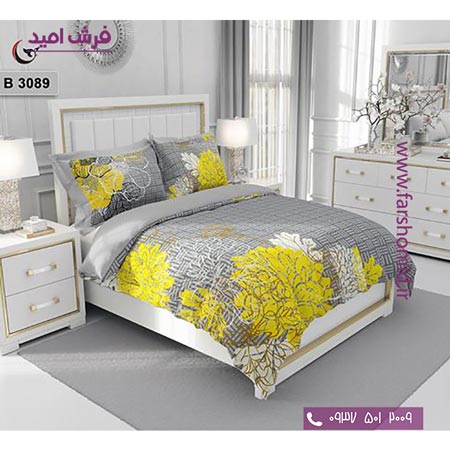 ست روتختی طرح گل 6 تکه اولدوز گل زرد کد B 3089