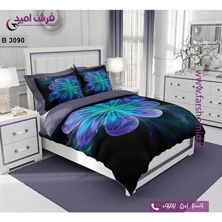 ست روتختی طرح گل 6 تکه اولدوز تک گل آبی کد B 3090