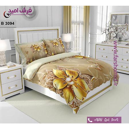 ست روتختی طرح گل 6 تکه اولدوز گل زرد کد B 3094