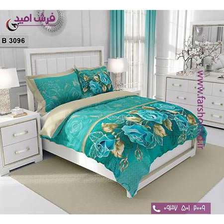 ست روتختی طرح گل 6 تکه اولدوز گل های رز آبی کد B 3096