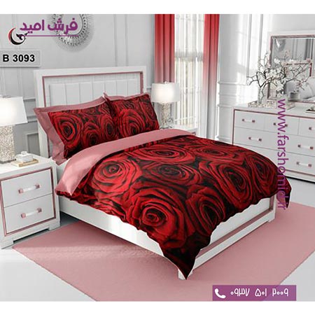 ست روتختی طرح گل 6 تکه اولدوز گل های رز قرمز کد B 3093