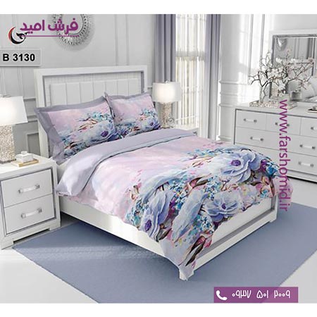 ست روتختی طرح گل 6 تکه اولدوز گل های آبی کد B 3130