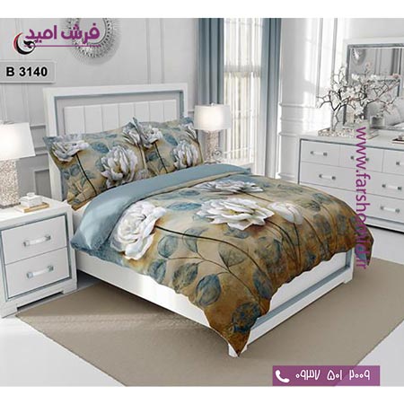 ست روتختی طرح گل 6 تکه اولدوز گل رز سفید کد B 3140