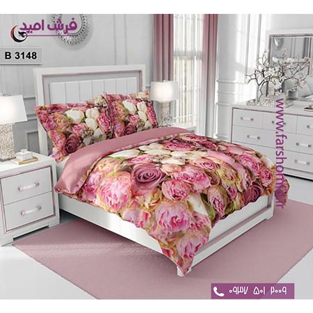 ست روتختی طرح گل 6 تکه اولدوز گل های رز صورتی کد B 3148