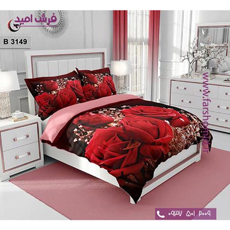 ست روتختی طرح گل 6 تکه اولدوز گل های رز قرمز کد B 3149