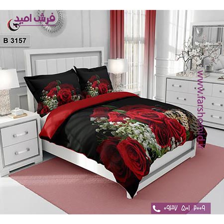 ست روتختی طرح گل 6 تکه اولدوز گل های رز قرمز کد B 3157