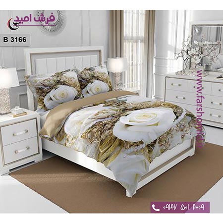 ست روتختی طرح گل 6 تکه اولدوز رز سفید کد B 3166