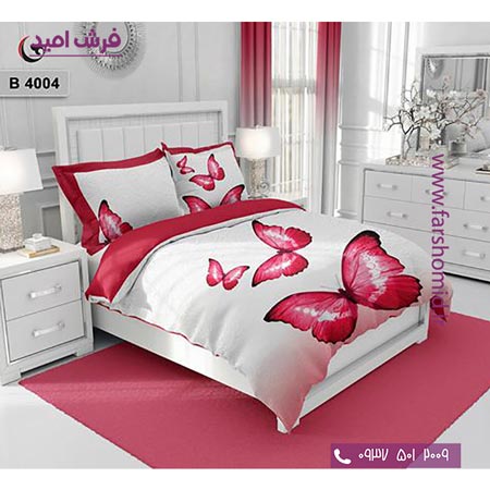 ست روتختی طرح هنری و برند 6 تکه اولدوز پروانه های قرمز کد B 4004