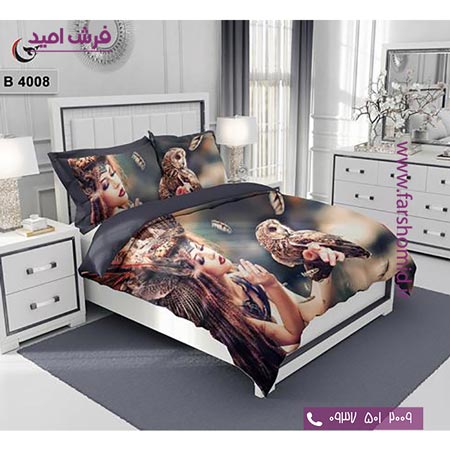 ست روتختی طرح هنری و برند 6 تکه اولدوز زن و جغد کد B 4008