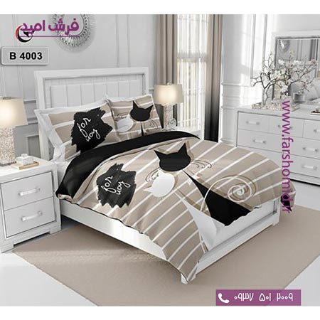 ست روتختی طرح هنری و برند 6 تکه اولدوز دو گربه کد B 4003