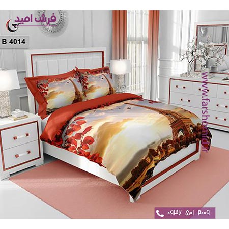 ست روتختی طرح هنری و برند 6 تکه اولدوز غروب برج ایفل کد B 4014