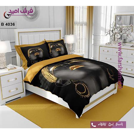 ست روتختی طرح هنری و برند 6 تکه اولدوز زن سیاه پوست کد B 4036
