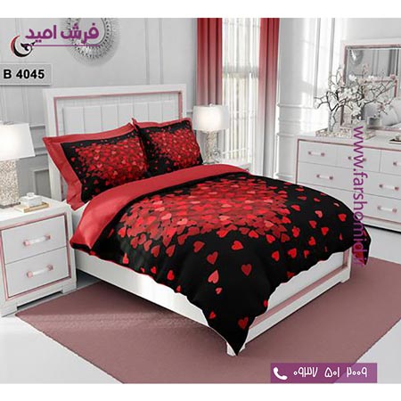 ست روتختی طرح هنری و برند 6 تکه اولدوز قلب قرمز کد B 4045