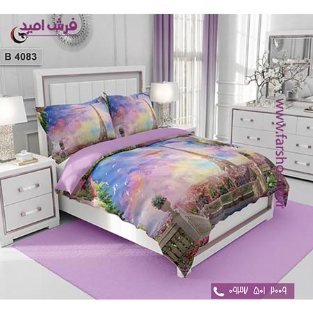 ست روتختی طرح هنری و برند 6 تکه اولدوز برج ایفل کد B 4083