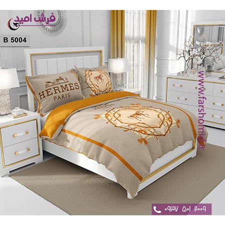 ست روتختی طرح هنری و برند 6 تکه اولدوز هرمس پاریس کد B 5004