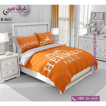 ست روتختی طرح هنری و برند 6 تکه اولدوز هرمس پاریس کد B 5031