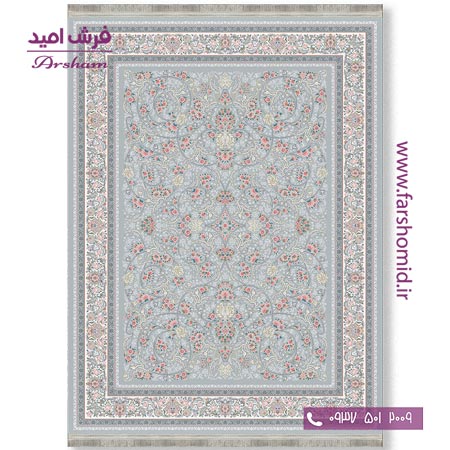 فرش ماشینی 700 شانه 8 رنگ طرح 800101 سیلور فرش آرشام