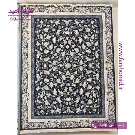 فرش ماشینی 700 شانه 8 رنگ طرح 800204 مشکی فرش آرشام