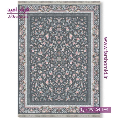 فرش ماشینی 700 شانه 8 رنگ طرح 800202 طوسی فرش آرشام